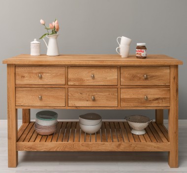 Console Table with 6 Drawers and Lower Shelf