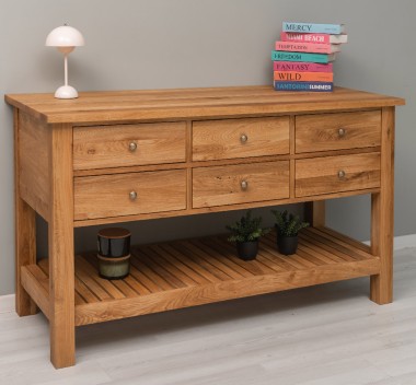 Console Table with 6 Drawers and Lower Shelf