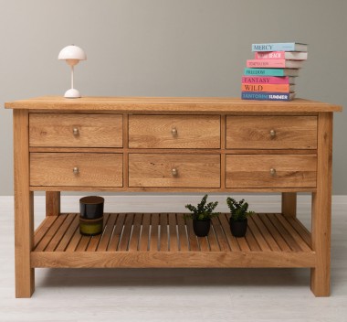 Console Table with 6 Drawers and Lower Shelf