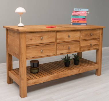 Console Table with 6 Drawers and Lower Shelf
