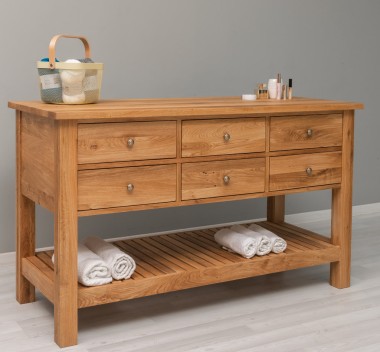 Console Table with 6 Drawers and Lower Shelf