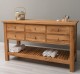 Console Table with 6 Drawers and Lower Shelf