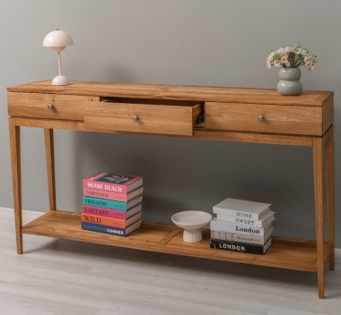 Elegant Console Table with 3 Drawers and Lower Shelf