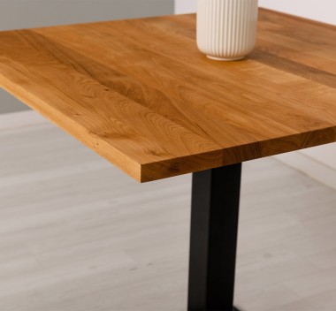 Square Table with Central Metal Leg