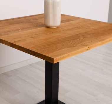 Square Table with Central Metal Leg