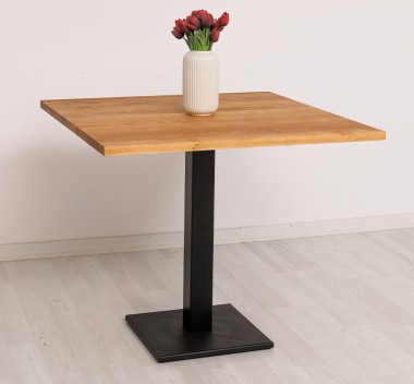 Square Table with Central Metal Leg