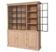 Elegant Oak Display Cabinet with 3 Lower Doors and 3 Glass Upper Doors