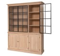 Elegant Oak Display Cabinet with 3 Lower Doors and 3 Glass Upper Doors