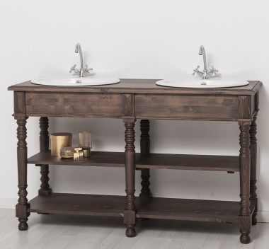 Bathroom cabinet for sinks with turned legs - sinks are included in the price - Color_P111 - LACQUER & STAINED
