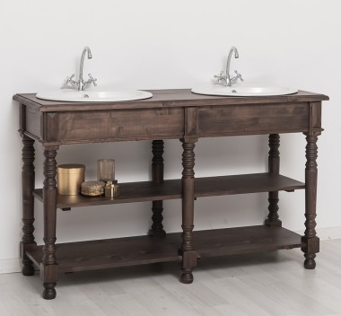 Bathroom cabinet for sinks with turned legs - sinks are included in the price - Color_P111 - LACQUER & STAINED