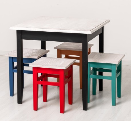 Table with oak top, dim....