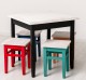Table with oak top, dim. 80x80x78 with 4 chairs - Color Top_P080 - Color Corp_Multicolor - MULTICOLOR