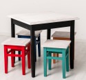 Table with oak top, dim. 80x80x78 with 4 chairs - Color Top_P080 - Color Corp_Multicolor - MULTICOLOR