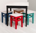 Table with oak top, dim. 80x80x78 with 4 chairs - Color Top_P080 - Color Corp_Multicolor - MULTICOLOR
