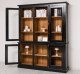 Chest without drawers, glass doors + 2-door display case and open shelves - Color Ext._P150 / Color Int._P001 - DOUBLE COLORED