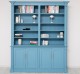 Large bookcase with ornaments, 4 doors and open space, BAS + SUP - Color_P053 - PAINT