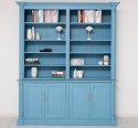 Large bookcase with ornaments, 4 doors and open space, BAS + SUP - Color_P053 - PAINT