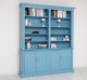 Large bookcase with ornaments, 4 doors and open space, BAS + SUP - Color_P053 - PAINT