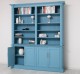 Large bookcase with ornaments, 4 doors and open space, BAS + SUP - Color_P053 - PAINT