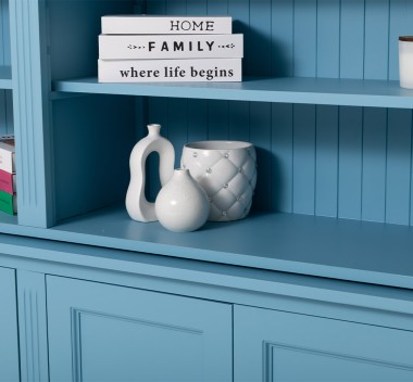Large bookcase with ornaments, 4 doors and open space, BAS + SUP - Color_P053 - PAINT
