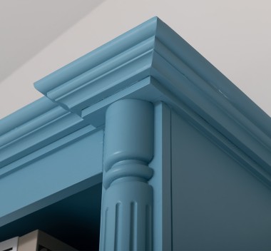 Large bookcase with ornaments, 4 doors and open space, BAS + SUP - Color_P053 - PAINT