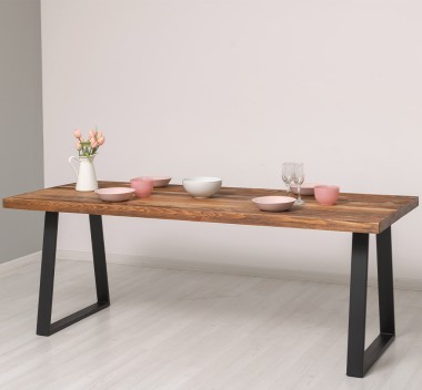 Table with metal legs with dim. 210x90x5,5 with metal legs - Color_P064 - DEEP BRUSHED