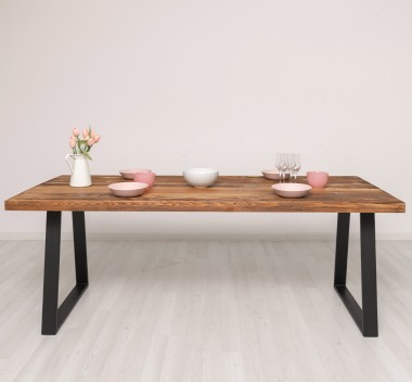 Table with metal legs with dim. 210x90x5,5 with metal legs - Color_P064 - DEEP BRUSHED