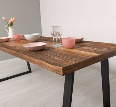 Table with metal legs with dim. 210x90x5,5 with metal legs - Color_P064 - DEEP BRUSHED