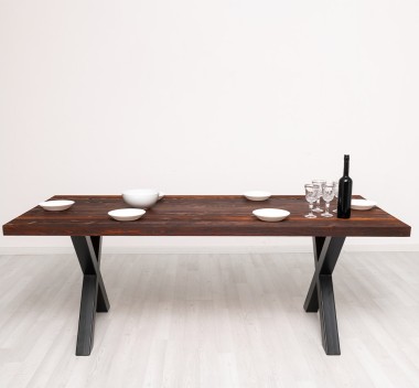 Table with metal legs with dim. 210x90x5,5 with meta legs - Color_P083 - DEEP BRUSHED
