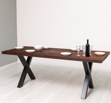 Table with metal legs with dim. 210x90x5,5 with meta legs - Color_P083 - DEEP BRUSHED