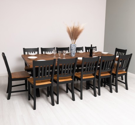 Dining table with X legs, 240x120x78 width 12 chairs - Color Top_P064_Color Corp_P003 - DOUBLE COLORED