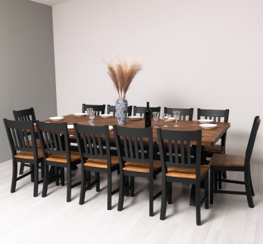 Dining table with X legs, 240x120x78 width 12 chairs - Color Top_P064_Color Corp_P003 - DOUBLE COLORED