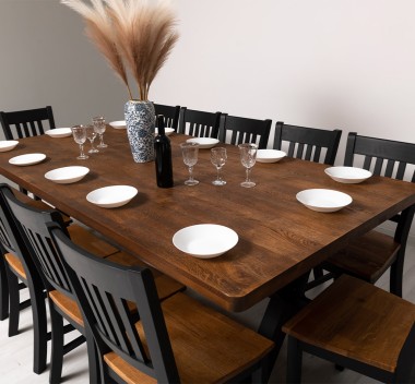 Dining table with X legs, 240x120x78 width 12 chairs - Color Top_P064_Color Corp_P003 - DOUBLE COLORED