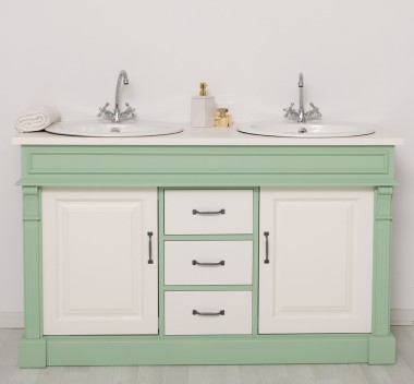 Oak bathroom cupboard 2 wash basins, sinks included in price, oak - Color Top_P039 - Color Corp_P092 - Color Doors & Drawers_P03