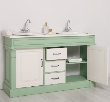 Oak bathroom cupboard 2 wash basins, sinks included in price, oak - Color Top_P039 - Color Corp_P092 - Color Doors & Drawers_P03