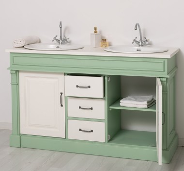 Oak bathroom cupboard 2 wash basins, sinks included in price, oak - Color Top_P039 - Color Corp_P092 - Color Doors & Drawers_P03