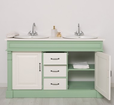 Oak bathroom cupboard 2 wash basins, sinks included in price, oak - Color Top_P039 - Color Corp_P092 - Color Doors & Drawers_P03