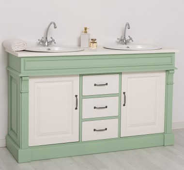 Oak bathroom cupboard 2 wash basins, sinks included in price, oak - Color Top_P039 - Color Corp_P092 - Color Doors & Drawers_P03