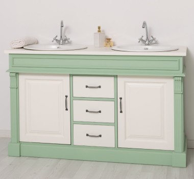 Oak bathroom cupboard 2 wash basins, sinks included in price, oak - Color Top_P039 - Color Corp_P092 - Color Doors & Drawers_P03