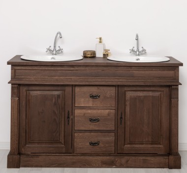 Oak bathroom cupboard 2 wash basins, sink included in price, oak - Color_P111 - LACQUERED