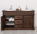 Oak bathroom cupboard 2 wash basins, sink included in price, oak - Color_P111 - LACQUERED