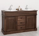 Oak bathroom cupboard 2 wash basins, sink included in price, oak - Color_P111 - LACQUERED
