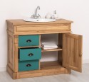 Bathroom ornamental cabinet 3 drawers 1 door, oak, sink included the price - Color Corp_P061 - Color Drawers_P117 - DOUBLE COLOR