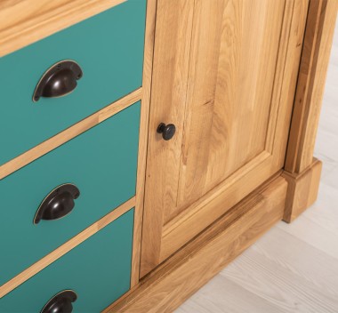 Bathroom ornamental cabinet 3 drawers 1 door, oak, sink included the price - Color Corp_P061 - Color Drawers_P117 - DOUBLE COLOR