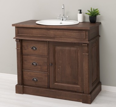 Bathroom ornamental cabinet 3 drawers 1 door, oak, sink included the price â€“ Color_P111 - LACQUERED