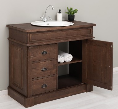 Bathroom ornamental cabinet 3 drawers 1 door, oak, sink included the price â€“ Color_P111 - LACQUERED