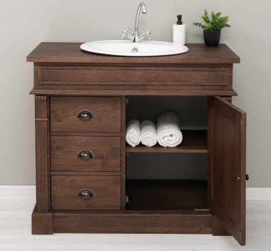 Bathroom ornamental cabinet 3 drawers 1 door, oak, sink included the price â€“ Color_P111 - LACQUERED