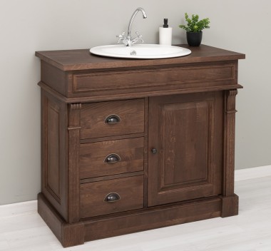 Bathroom ornamental cabinet 3 drawers 1 door, oak, sink included the price â€“ Color_P111 - LACQUERED