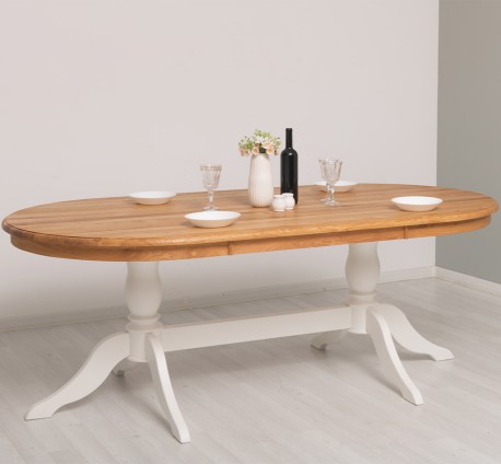 Oval dining table with oak top