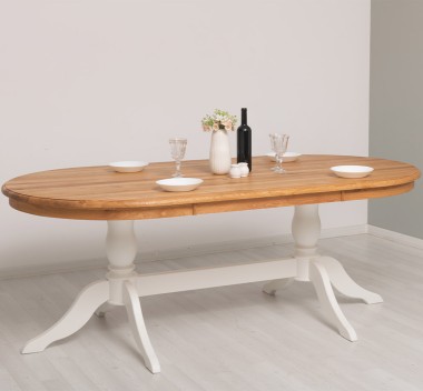 Oval dining table with oak top